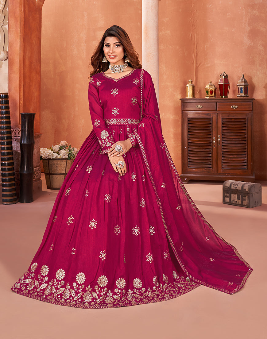 Rani-PinkArt SilkEmbroideredKurta