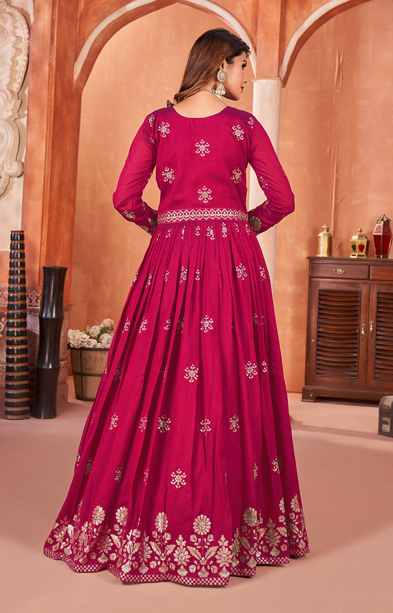 Rani-PinkArt SilkEmbroideredKurta