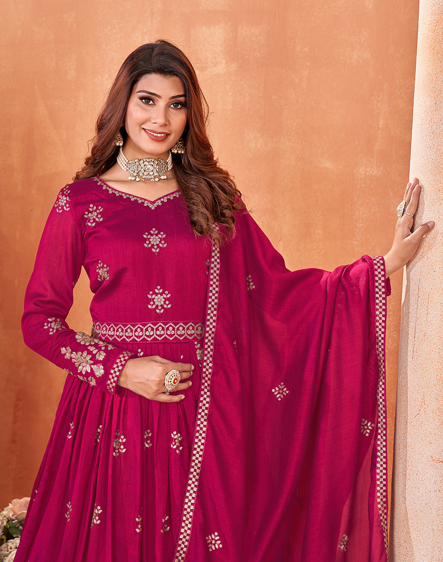 Rani-PinkArt SilkEmbroideredKurta