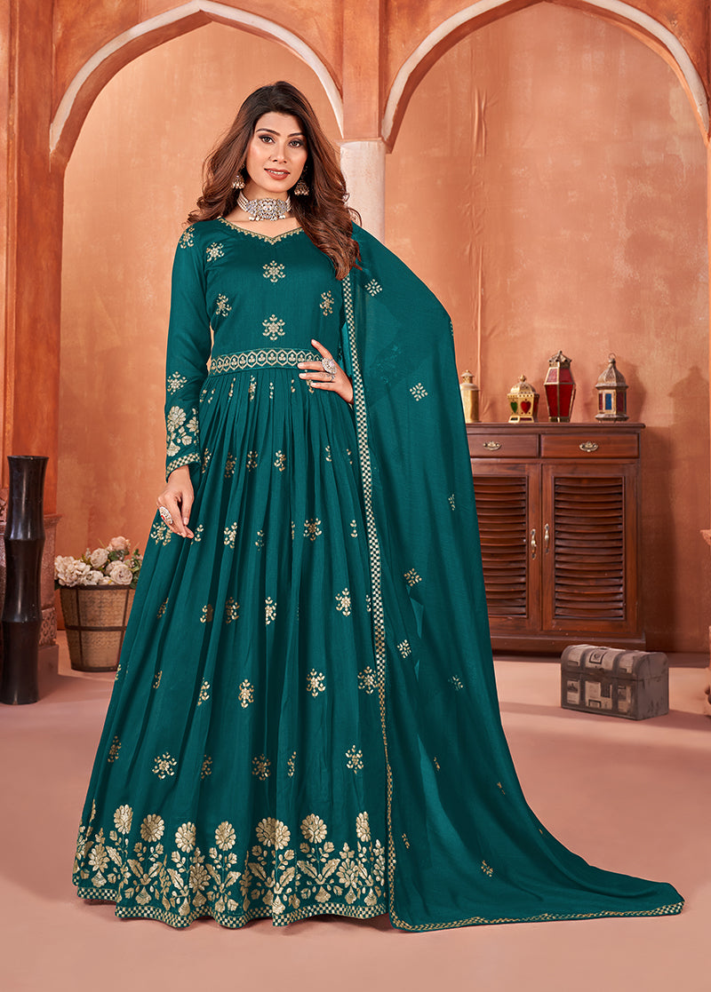 TealArt SilkEmbroideredKurta