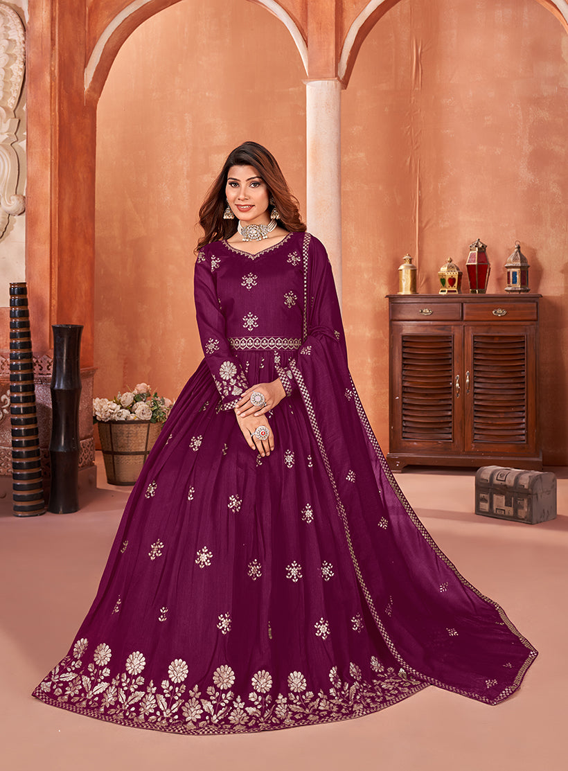 PlumArt SilkEmbroideredKurta