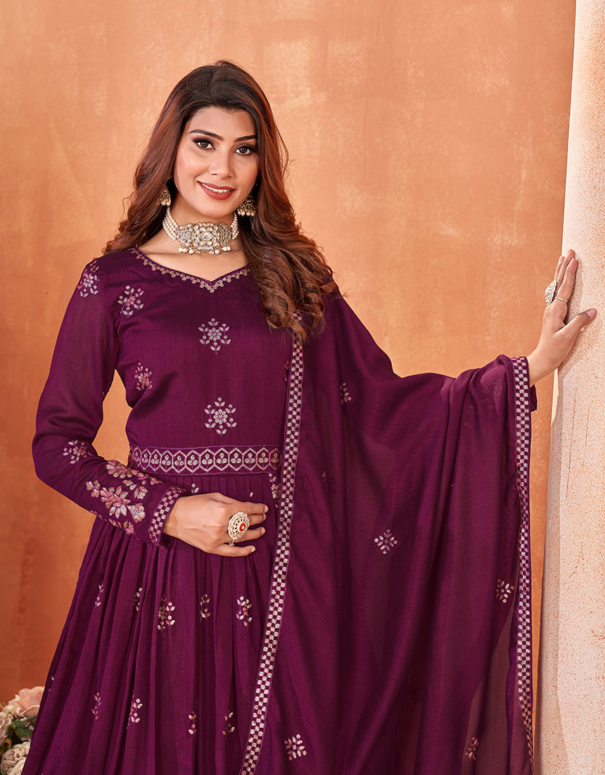 PlumArt SilkEmbroideredKurta