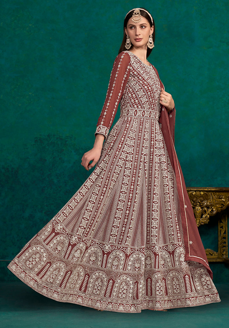CoffeeFaux GeorgetteEmbroideredKurta