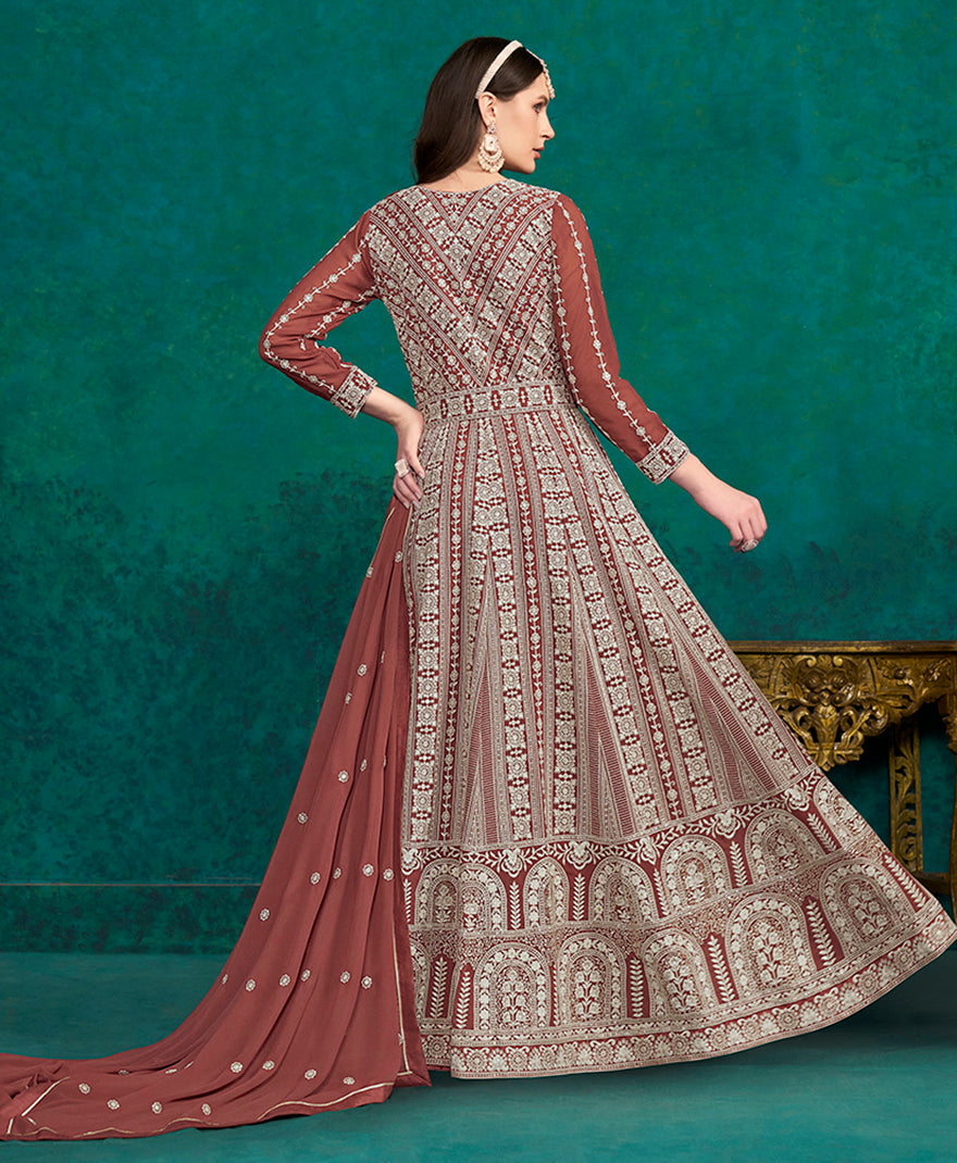 CoffeeFaux GeorgetteEmbroideredKurta