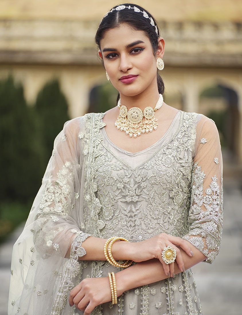 GreyNetEmbroideredKurta