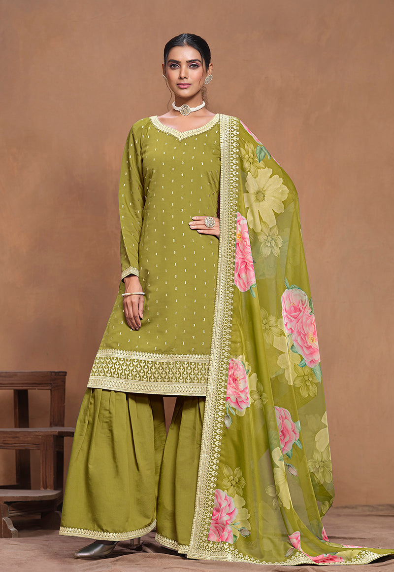 Light-OliveSilk BlendEmbroideredKurta