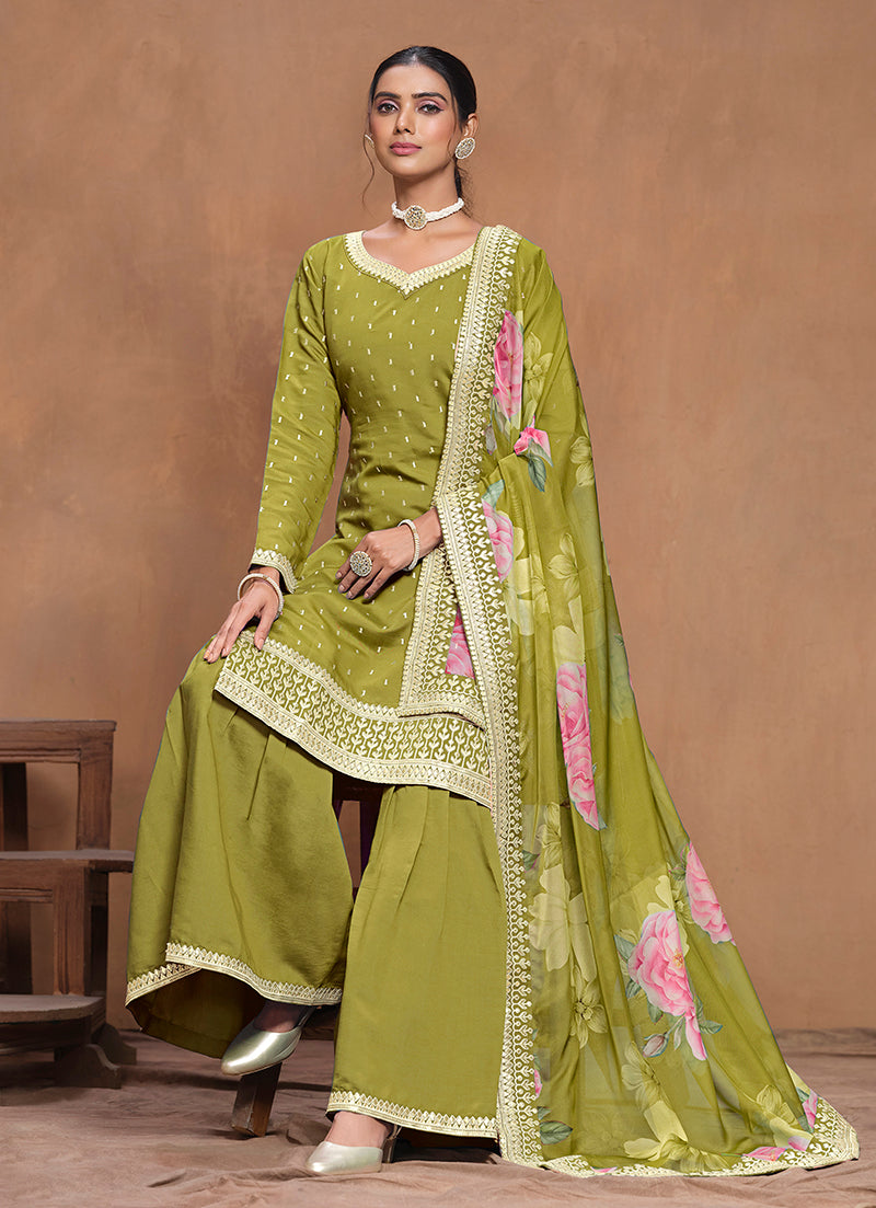 Light-OliveSilk BlendEmbroideredKurta