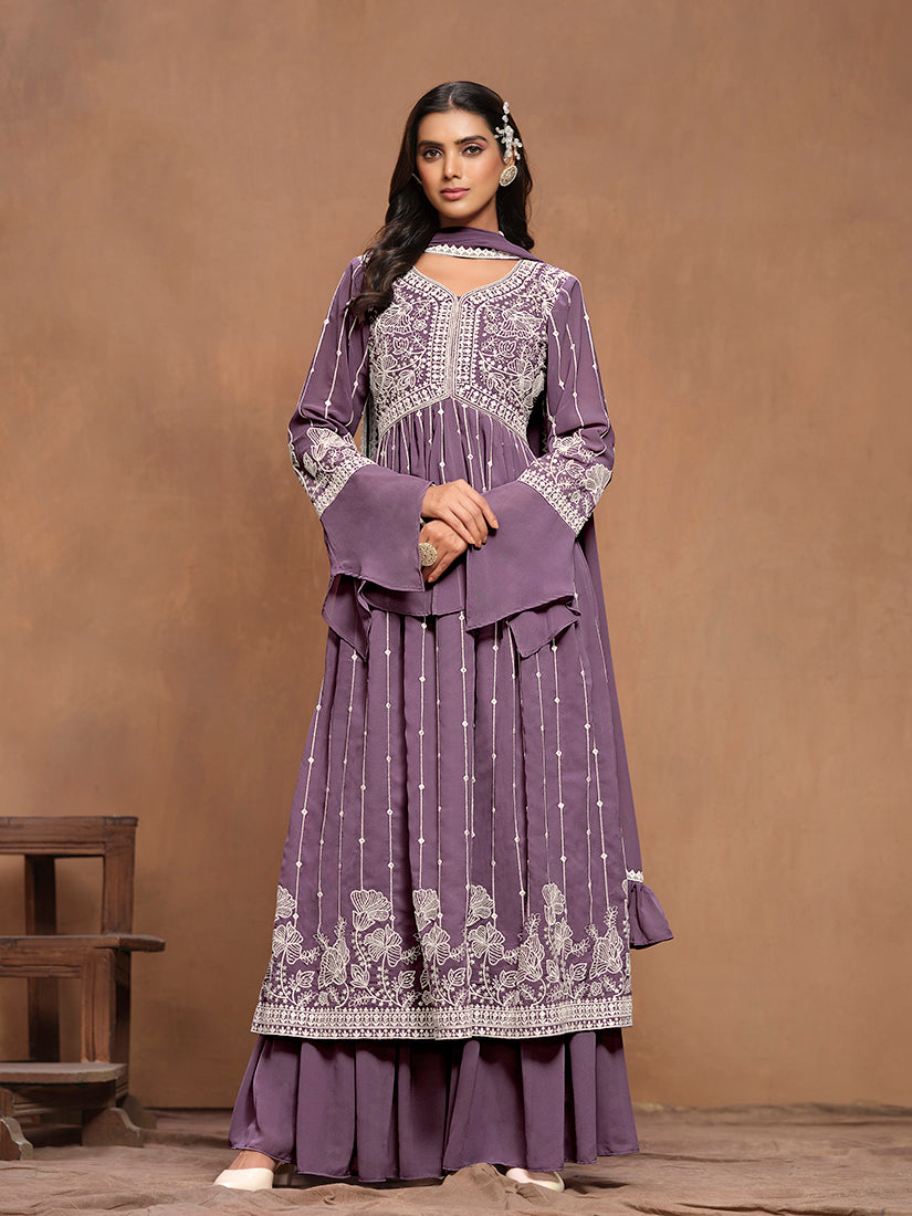 MauveFaux_GeorgetteEmbroideredKurta