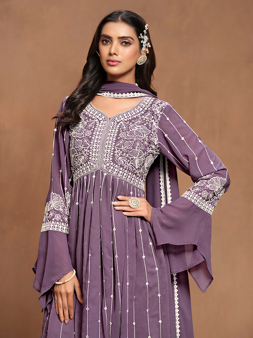 MauveFaux_GeorgetteEmbroideredKurta