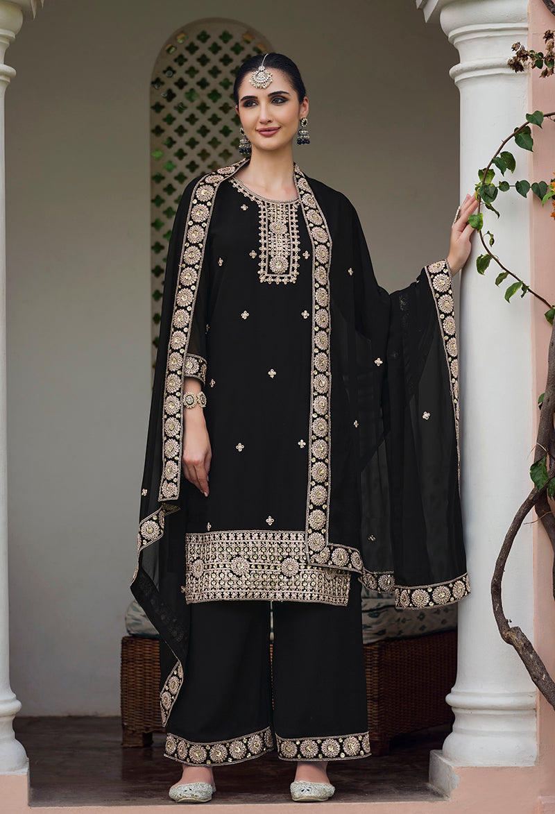 BlackGeorgetteEmbroideredKurta