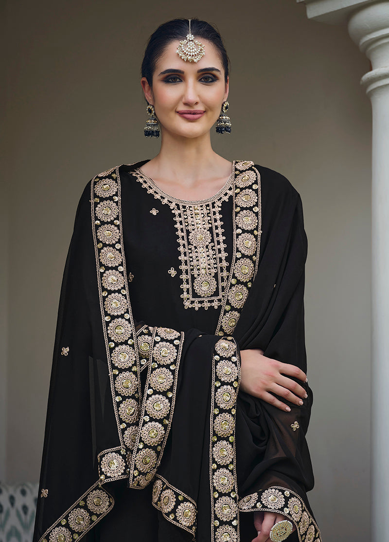 BlackGeorgetteEmbroideredKurta