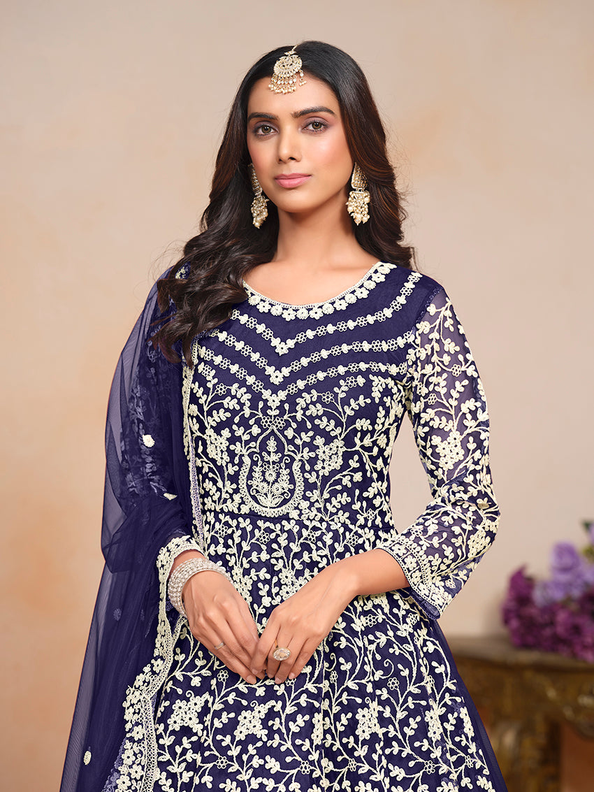 Navy-BlueNetEmbroideredKurta