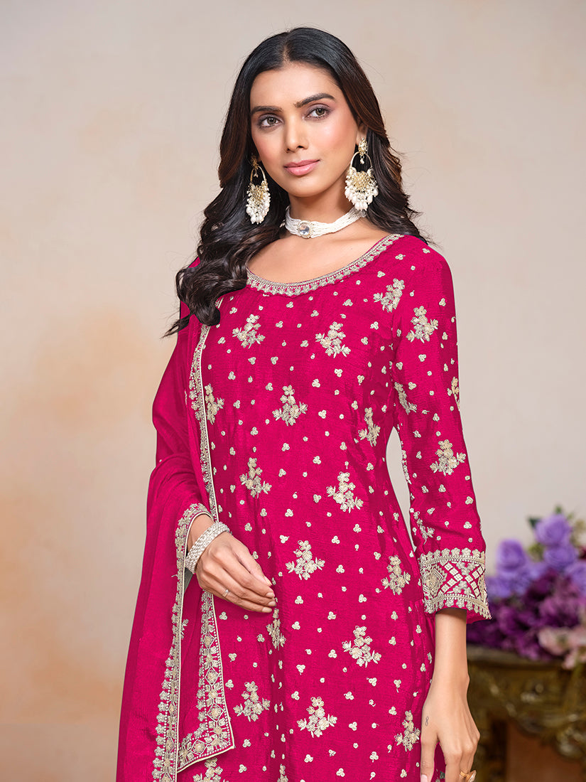 Rani-PinkChiffonEmbroideredKurta