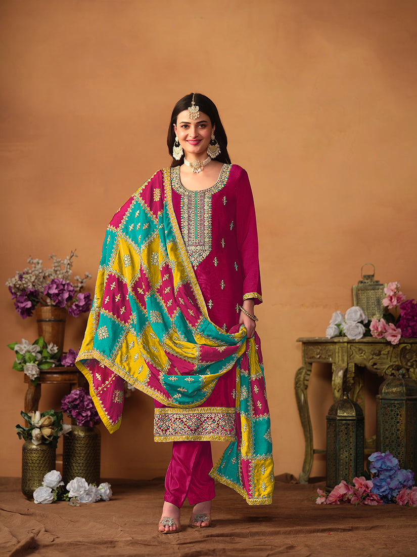 Rani-PinkChiffonEmbroideredKurta