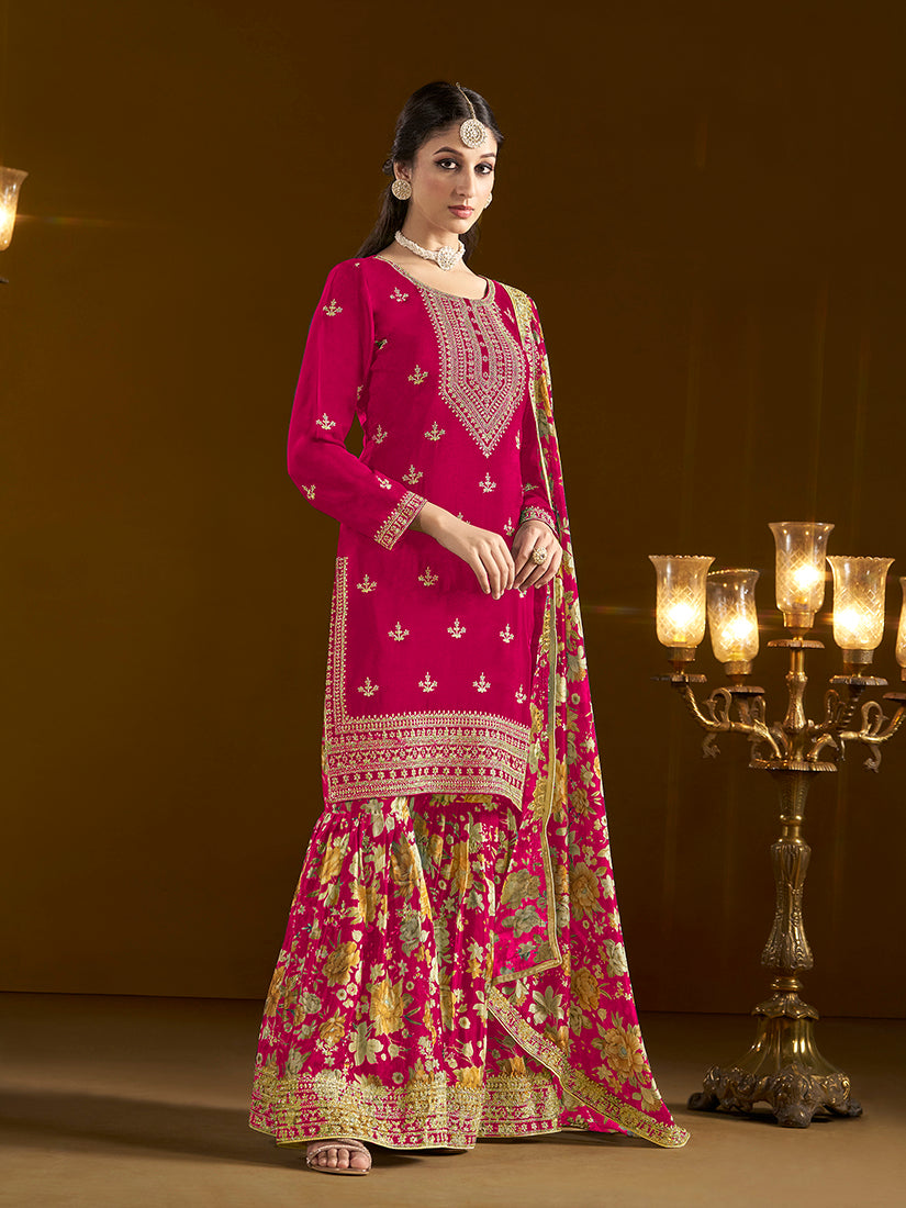 Rani-PinkChiffonEmbroideredKurta