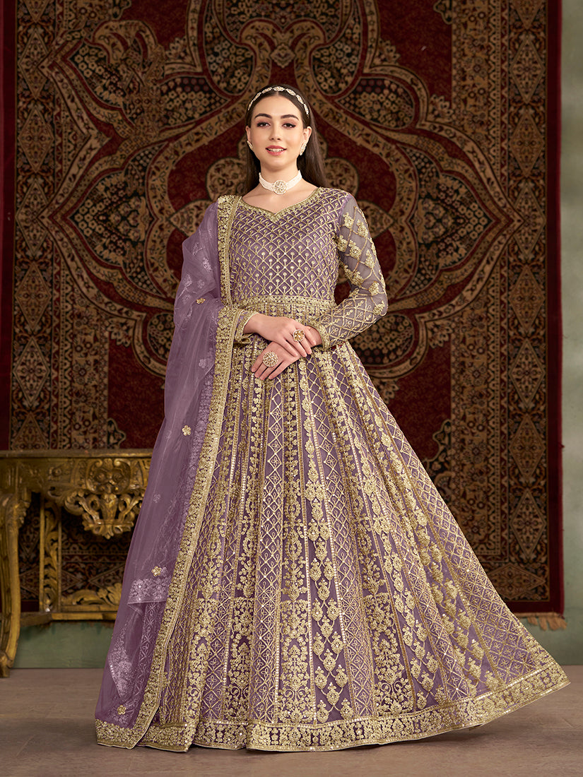 LilacNetEmbroideredKurta