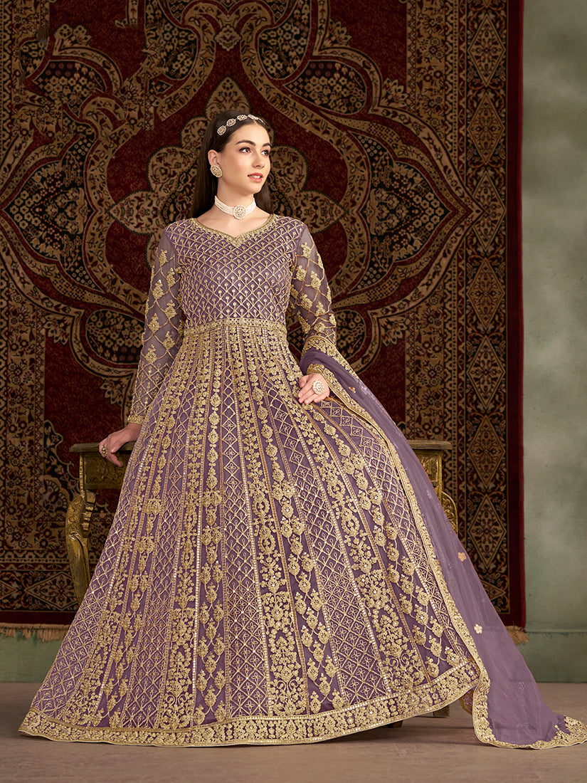 LilacNetEmbroideredKurta