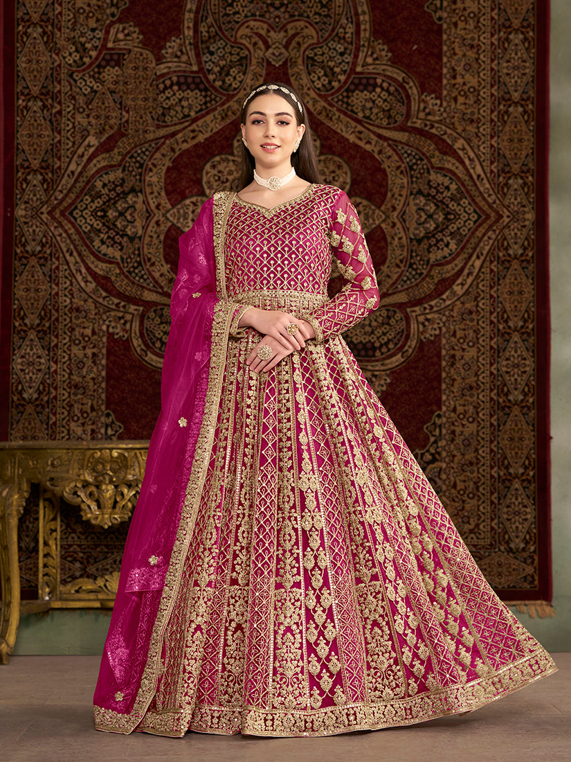 Rani-PinkNetEmbroideredKurta
