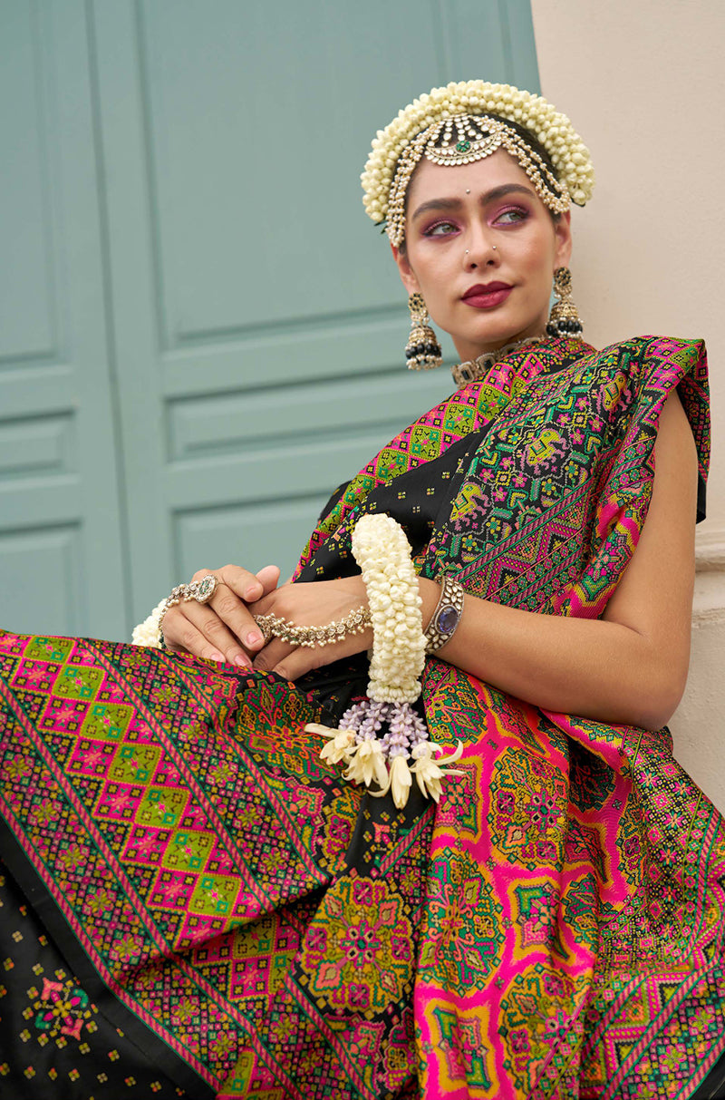 Black Meenakari Work Banarasi Silk Saree