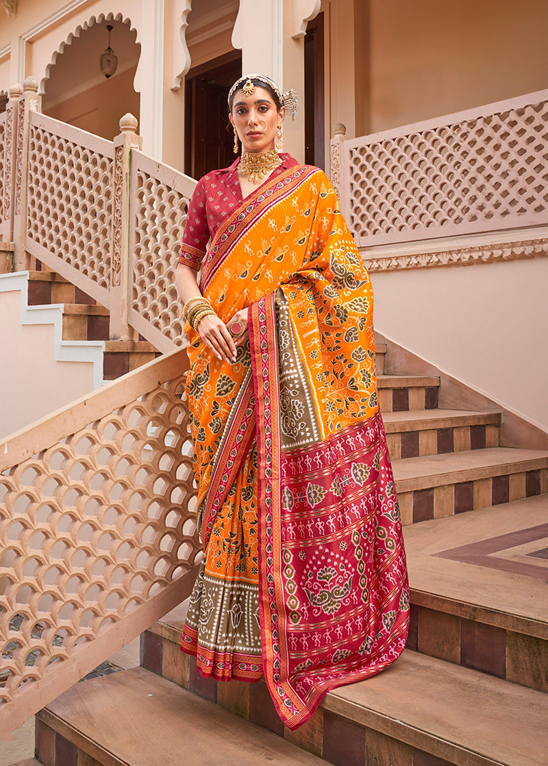 Amber Printed Silk Saree