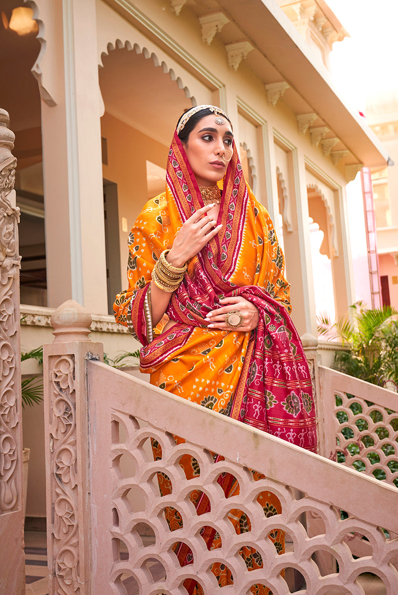 Amber Printed Silk Saree