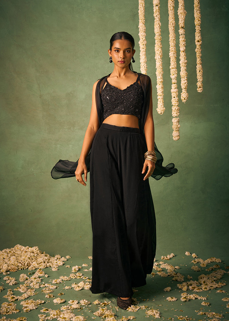 Black Embroidered Kurta Set