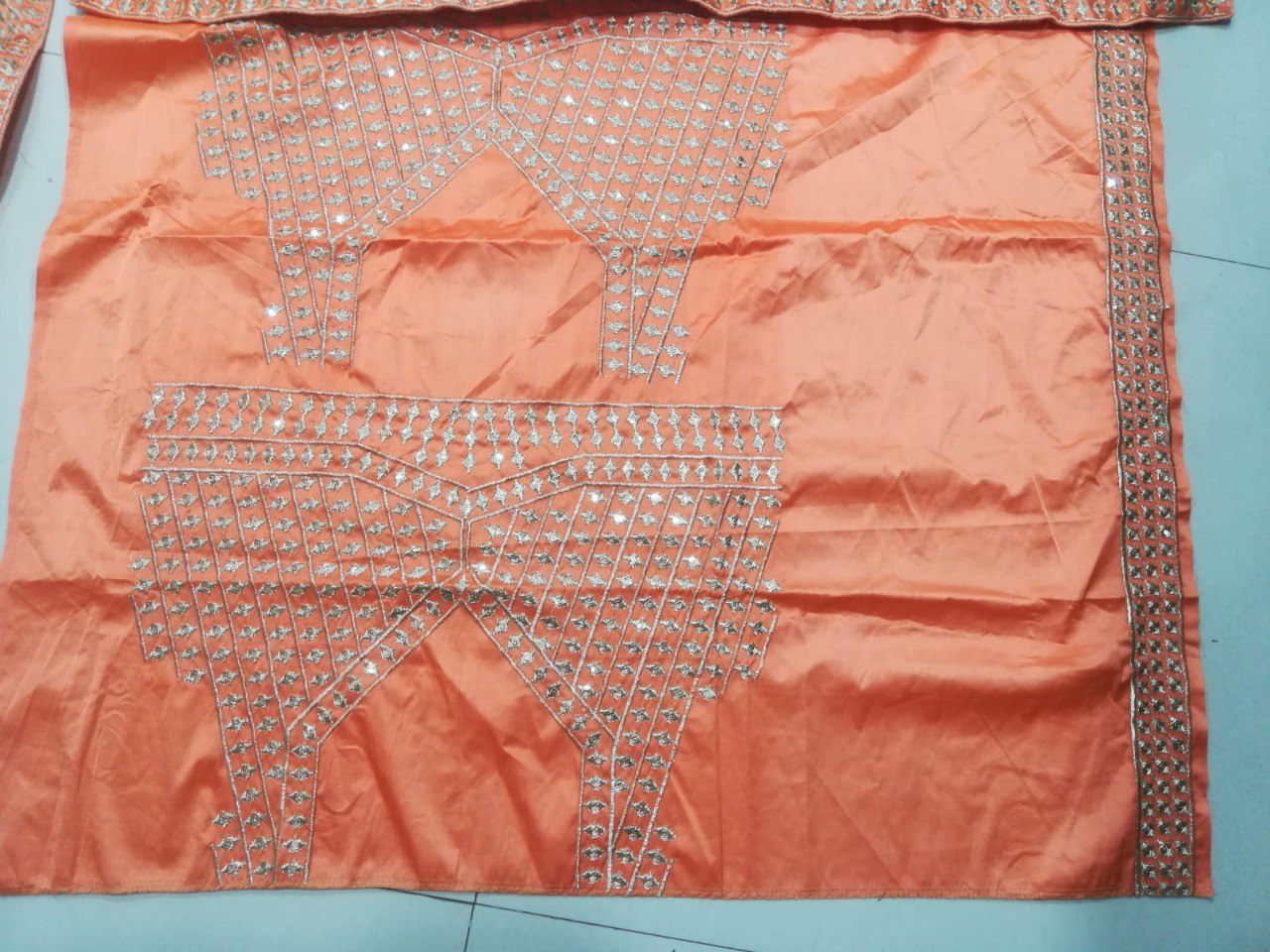 Orange Silk Lehenga With Zari Embroidery
