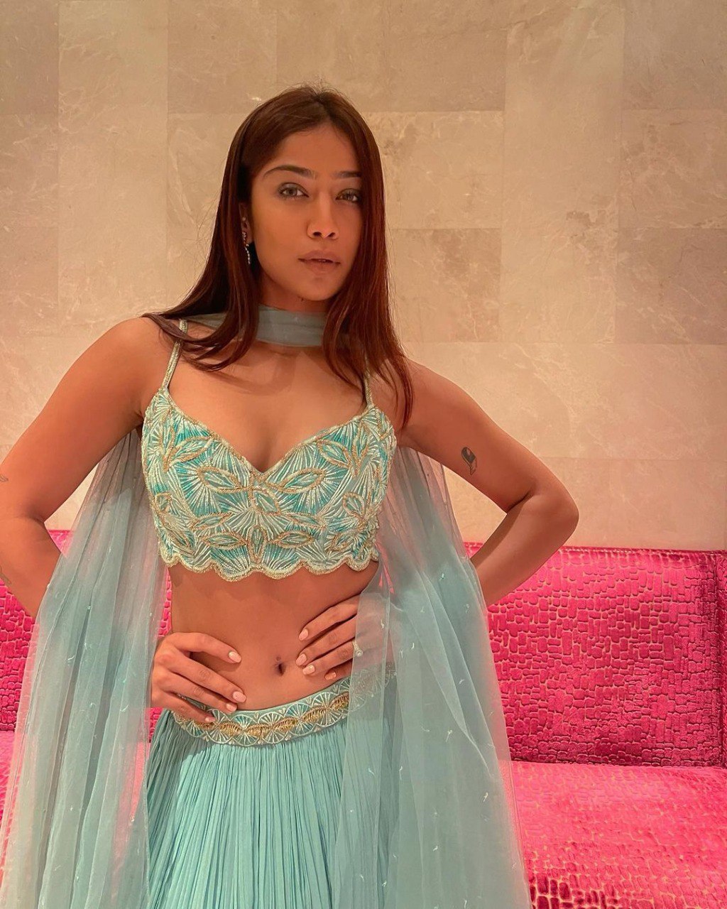 Light Blue Zari Work Lehenga