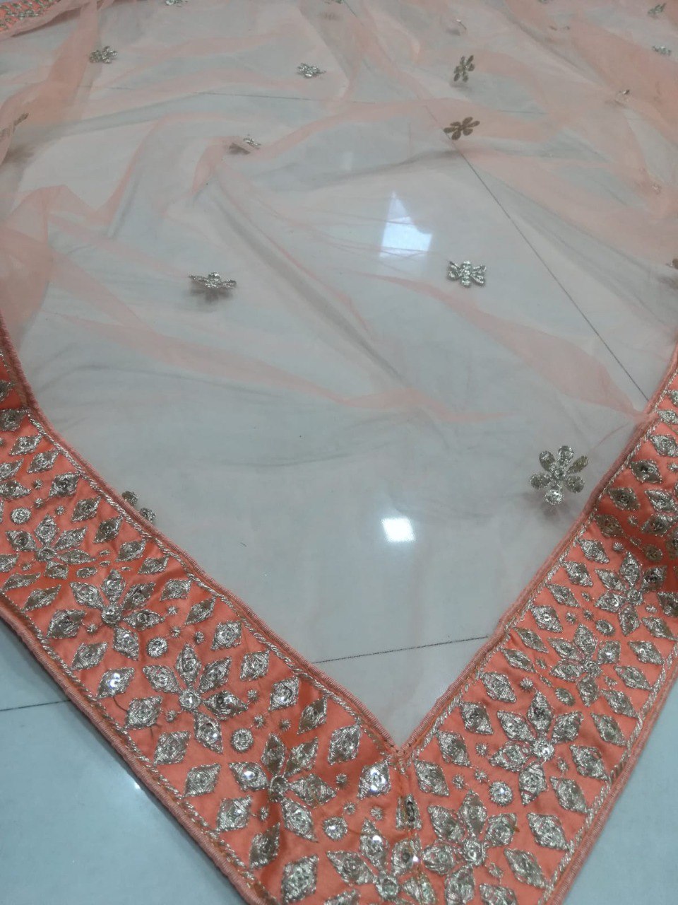 Orange Silk Lehenga With Zari Embroidery