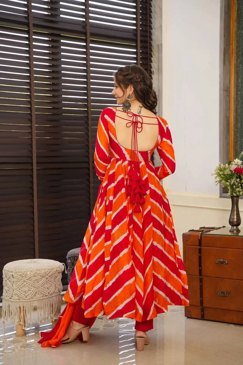 Orange Anarkali Kurta Set