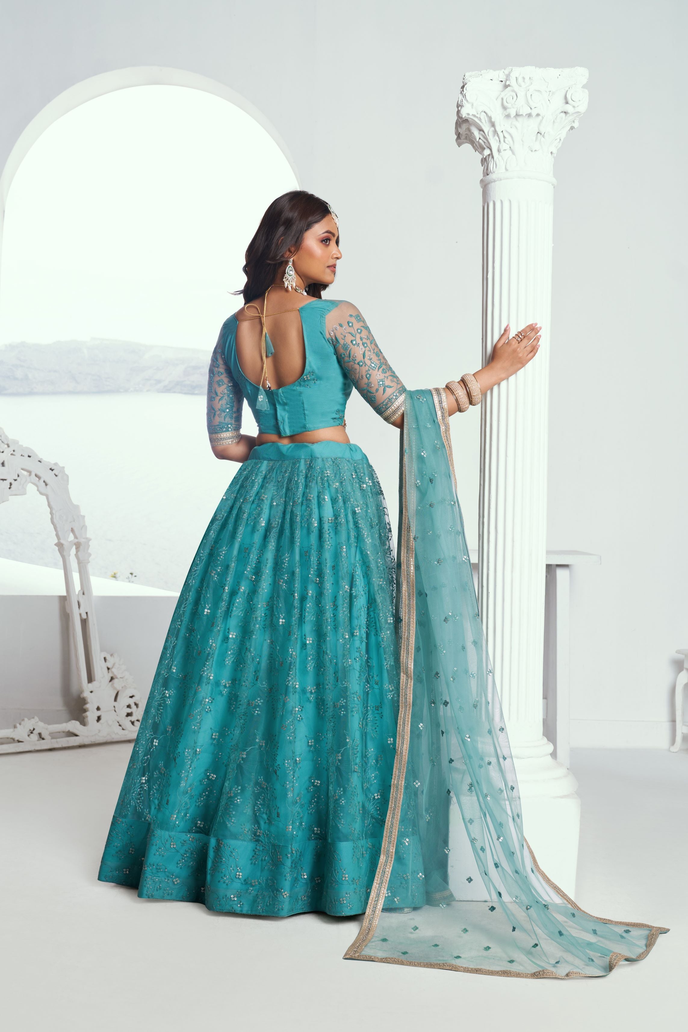 Jade Green tonal work Lehenga Set