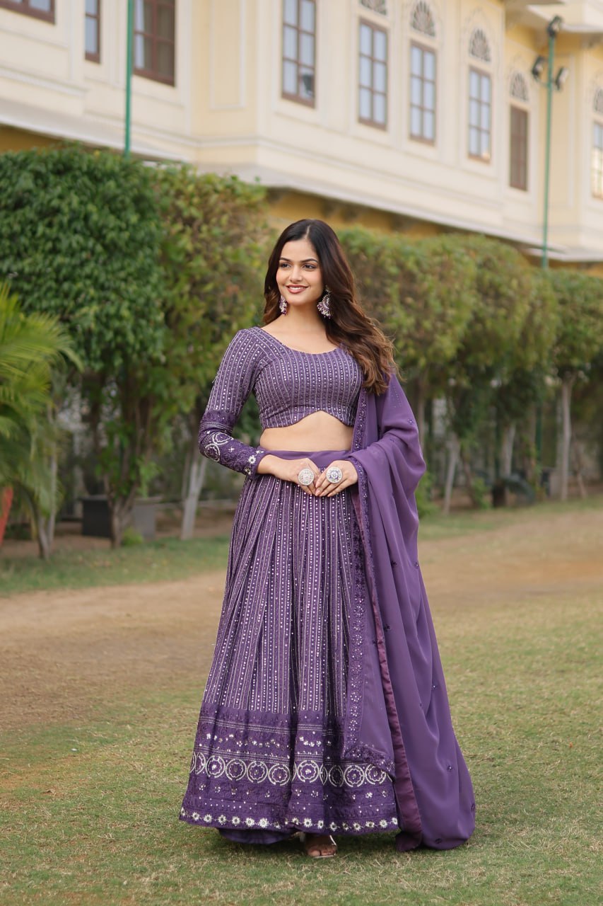 Dark Purple Sequin Lehenga