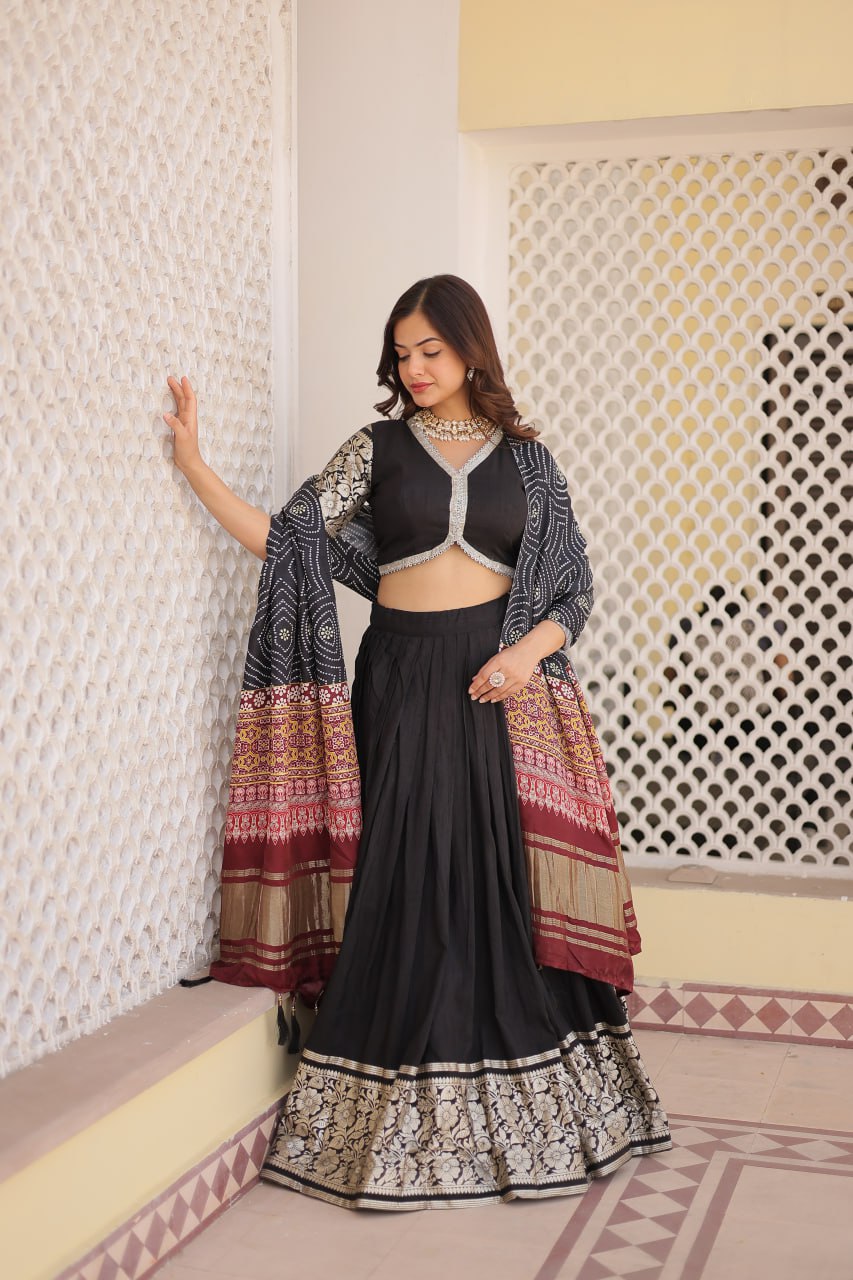 Black Sequing Lehenga Set