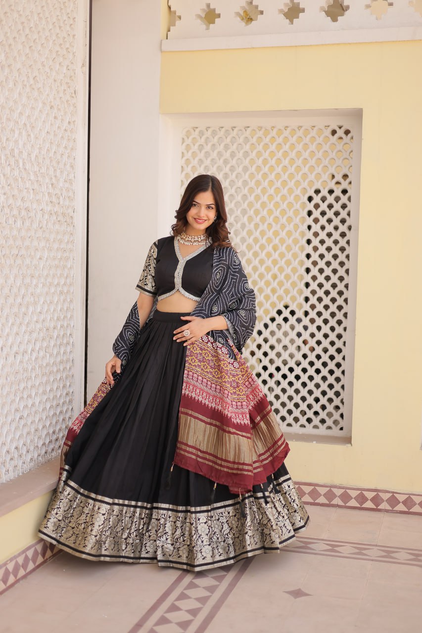 Black Sequing Lehenga Set