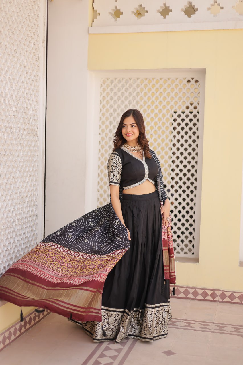 Black Sequing Lehenga Set