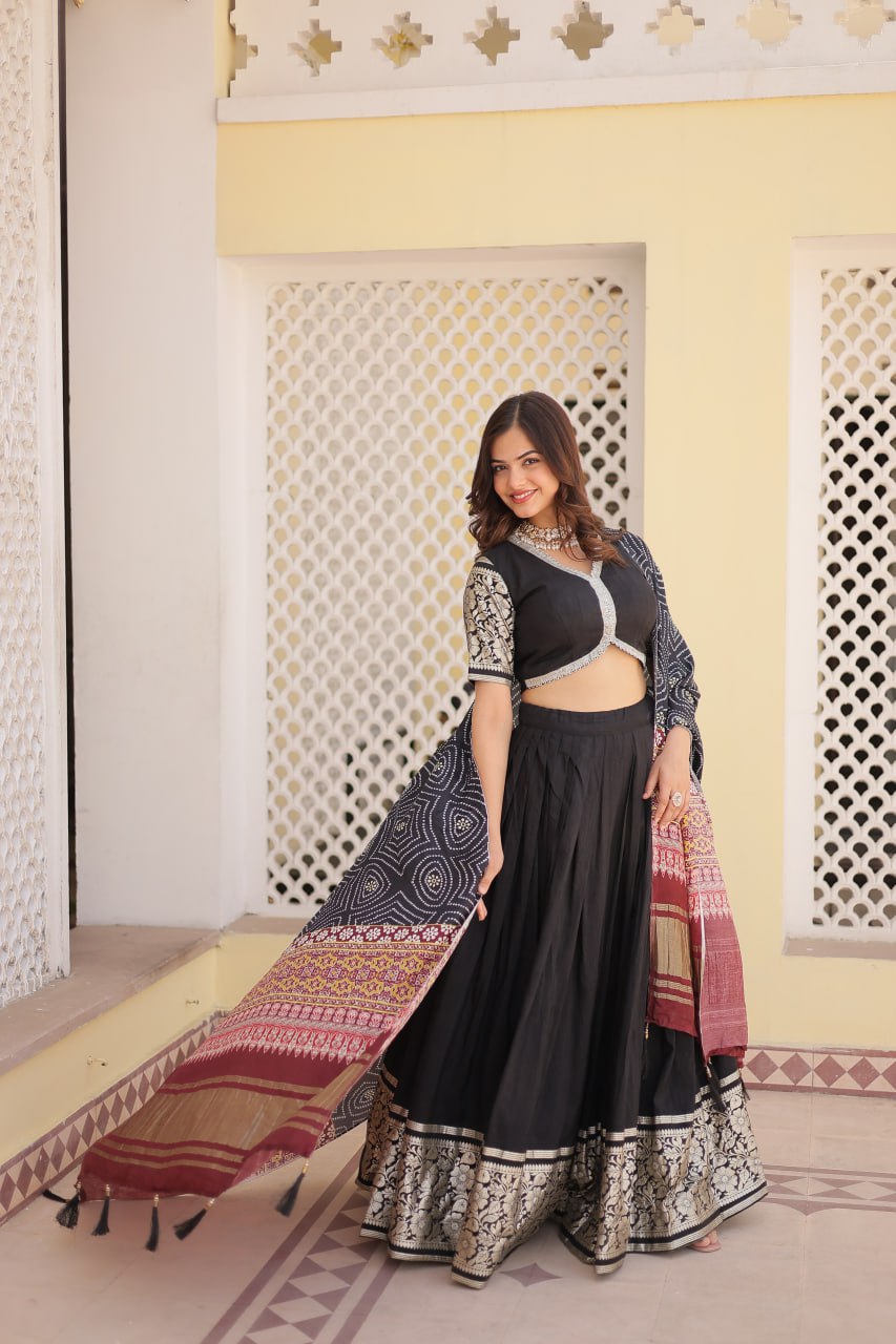 Black Sequing Lehenga Set
