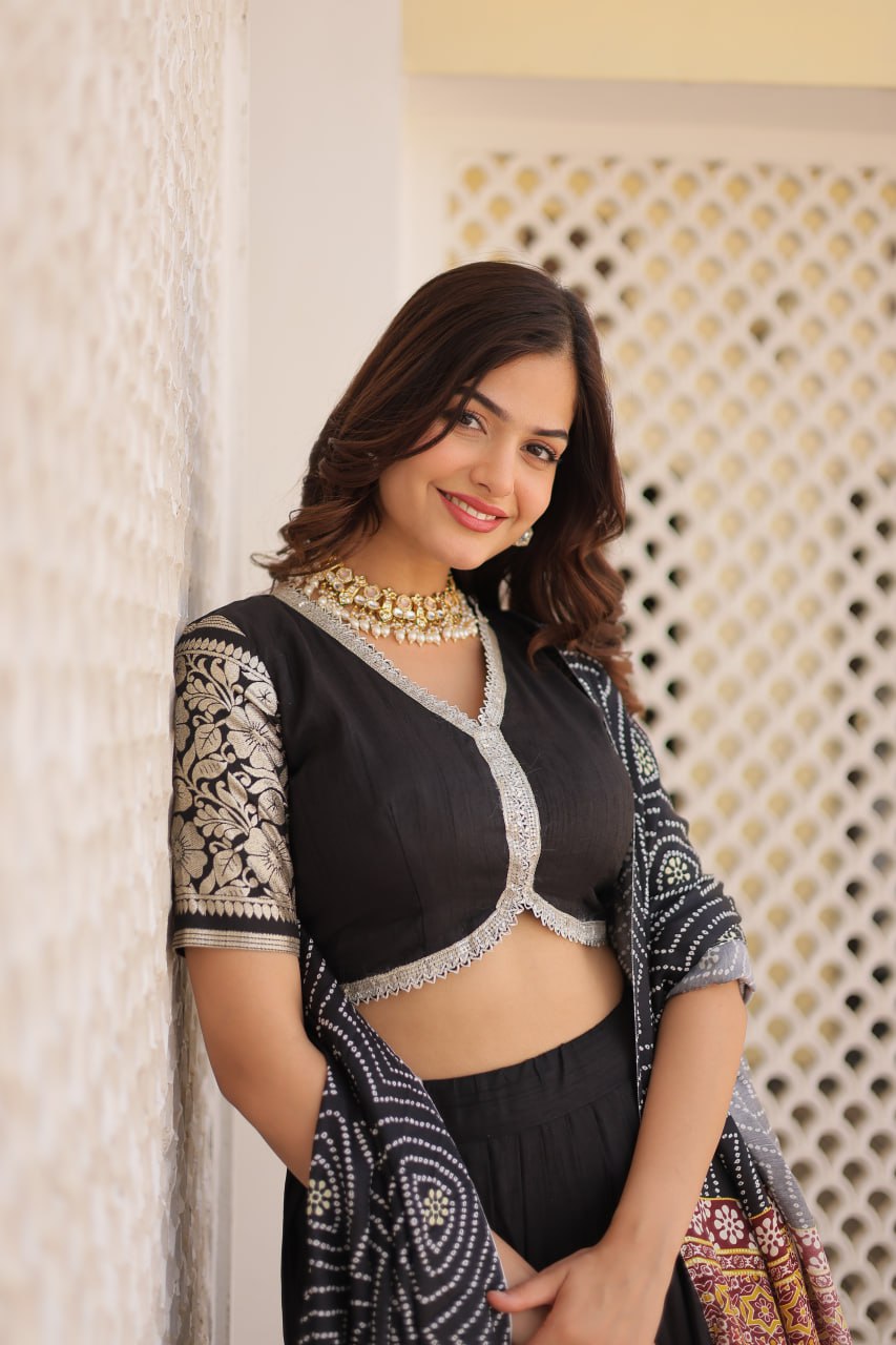 Black Sequing Lehenga Set