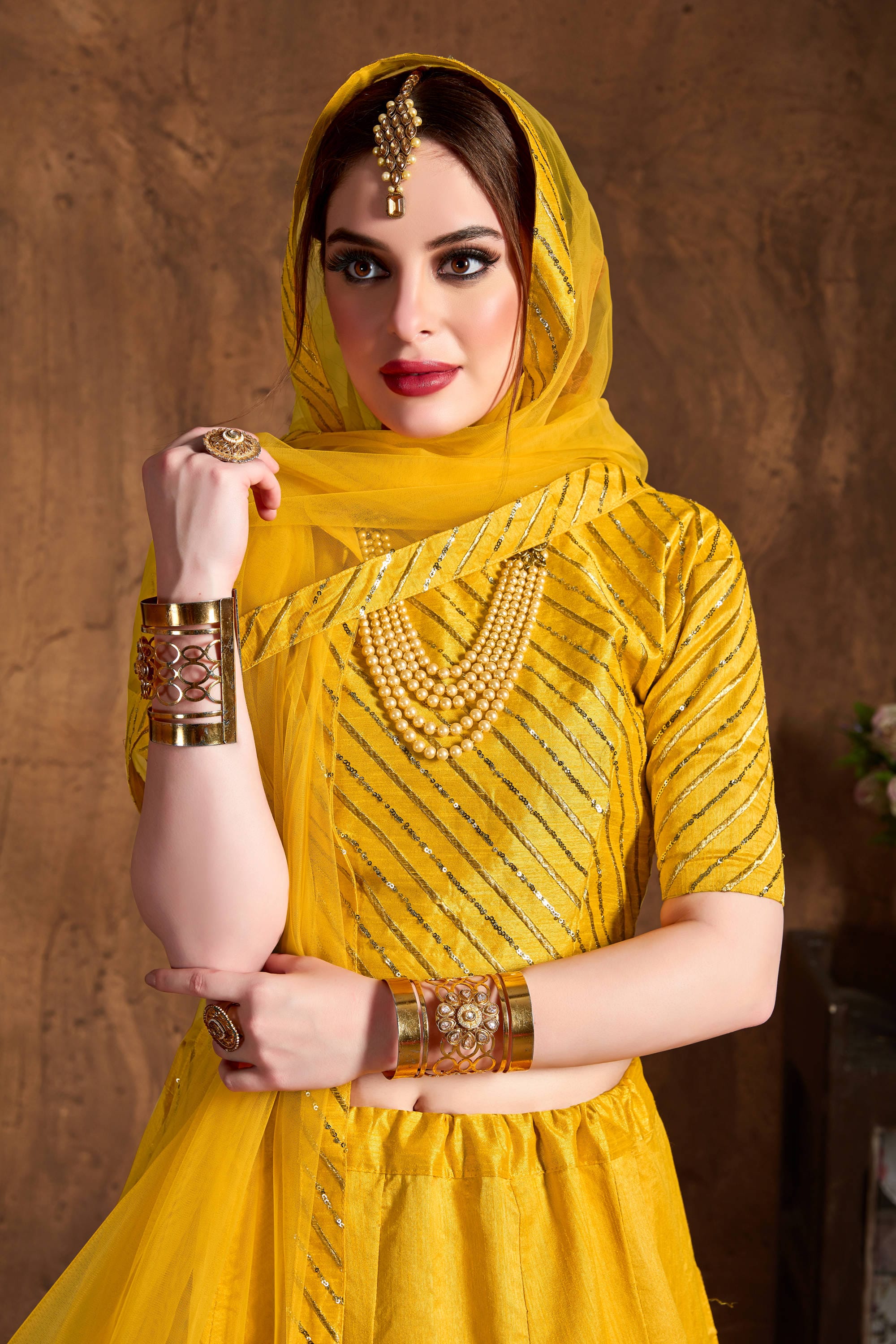Yellow Women's Art Silk Embroidery Lehenga Choli
