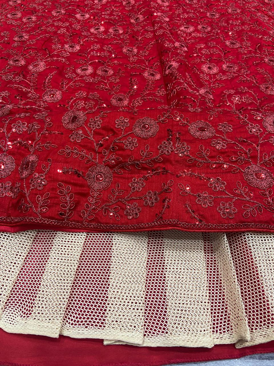 Red Silk Sequin work Lehenga