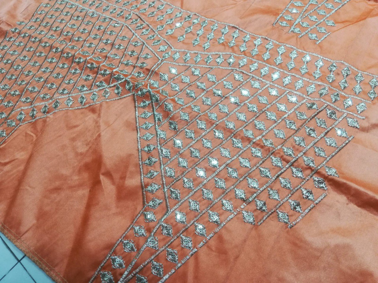 Orange Silk Lehenga With Zari Embroidery