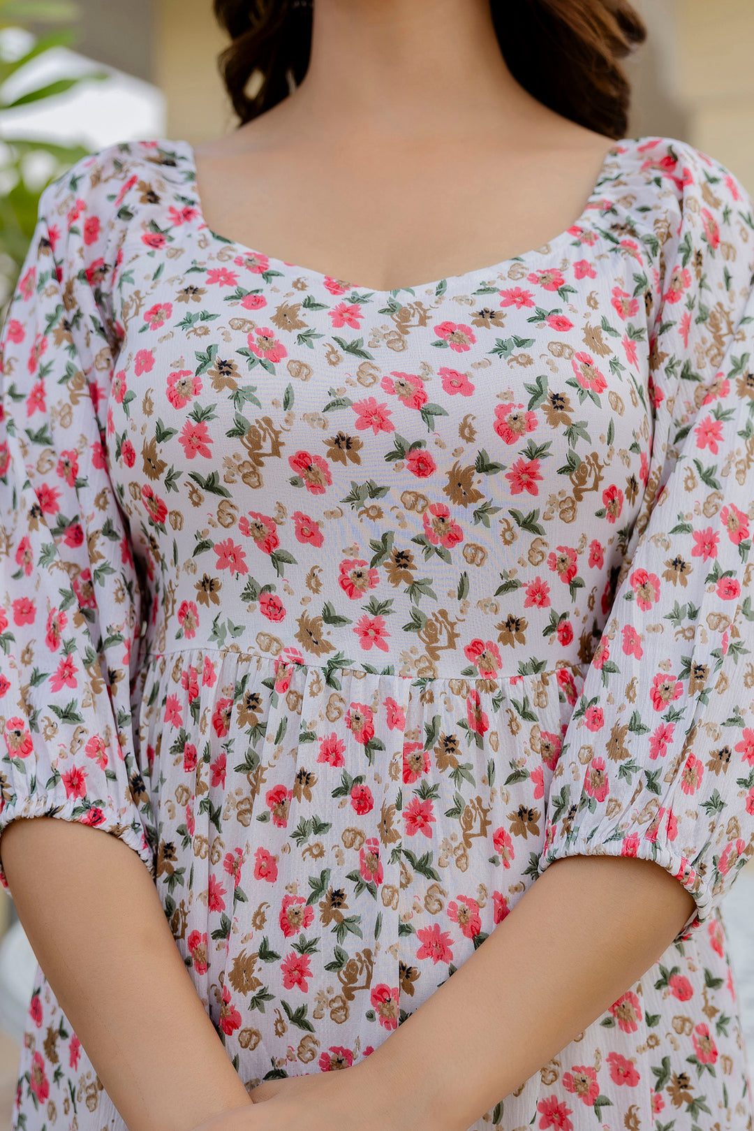 Women Off-White Printed Flared Dress