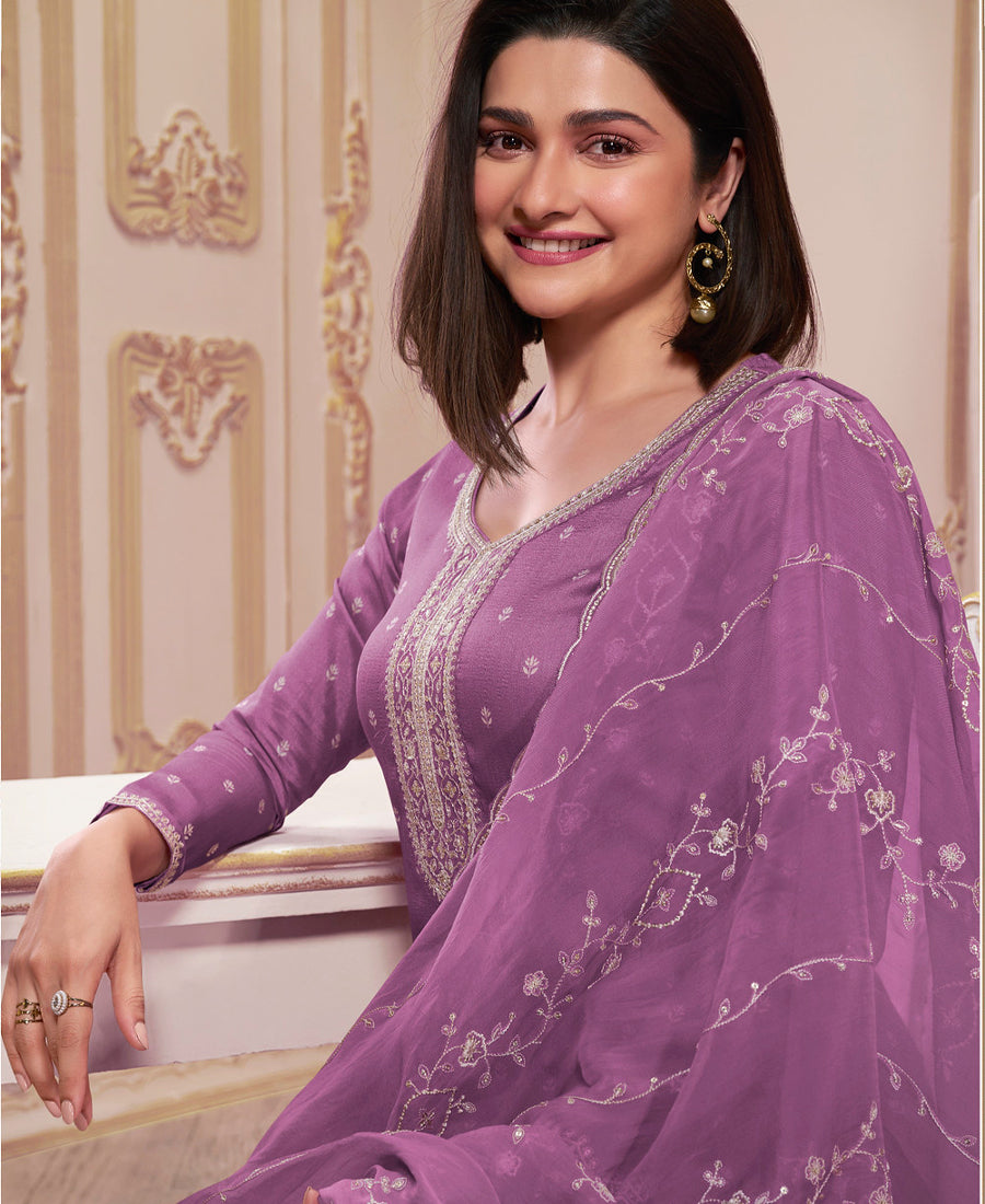 Trendy Lavender Straight Suit For Women