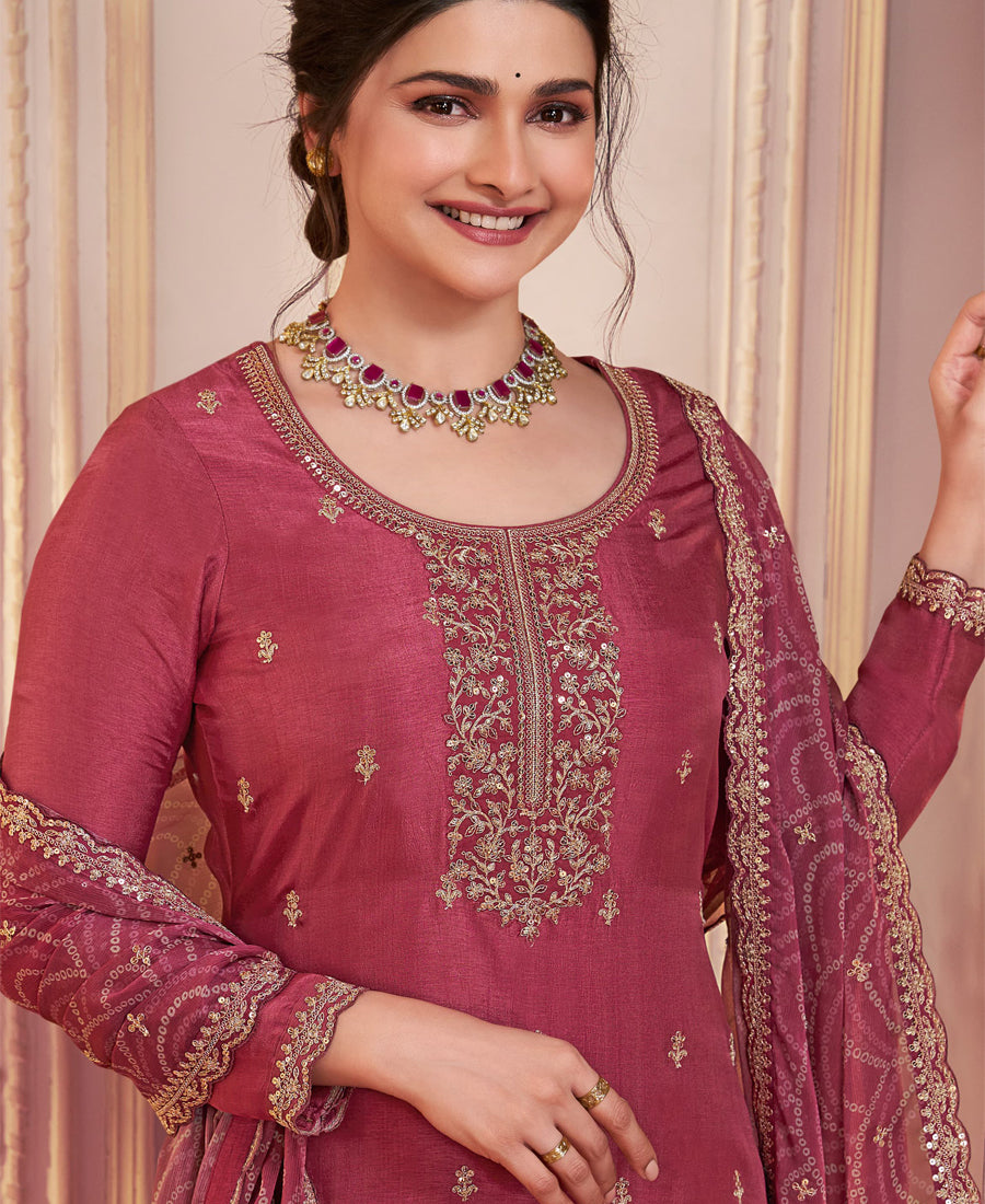 Latest Red Georgette Straight Suit For Women Festive Wear