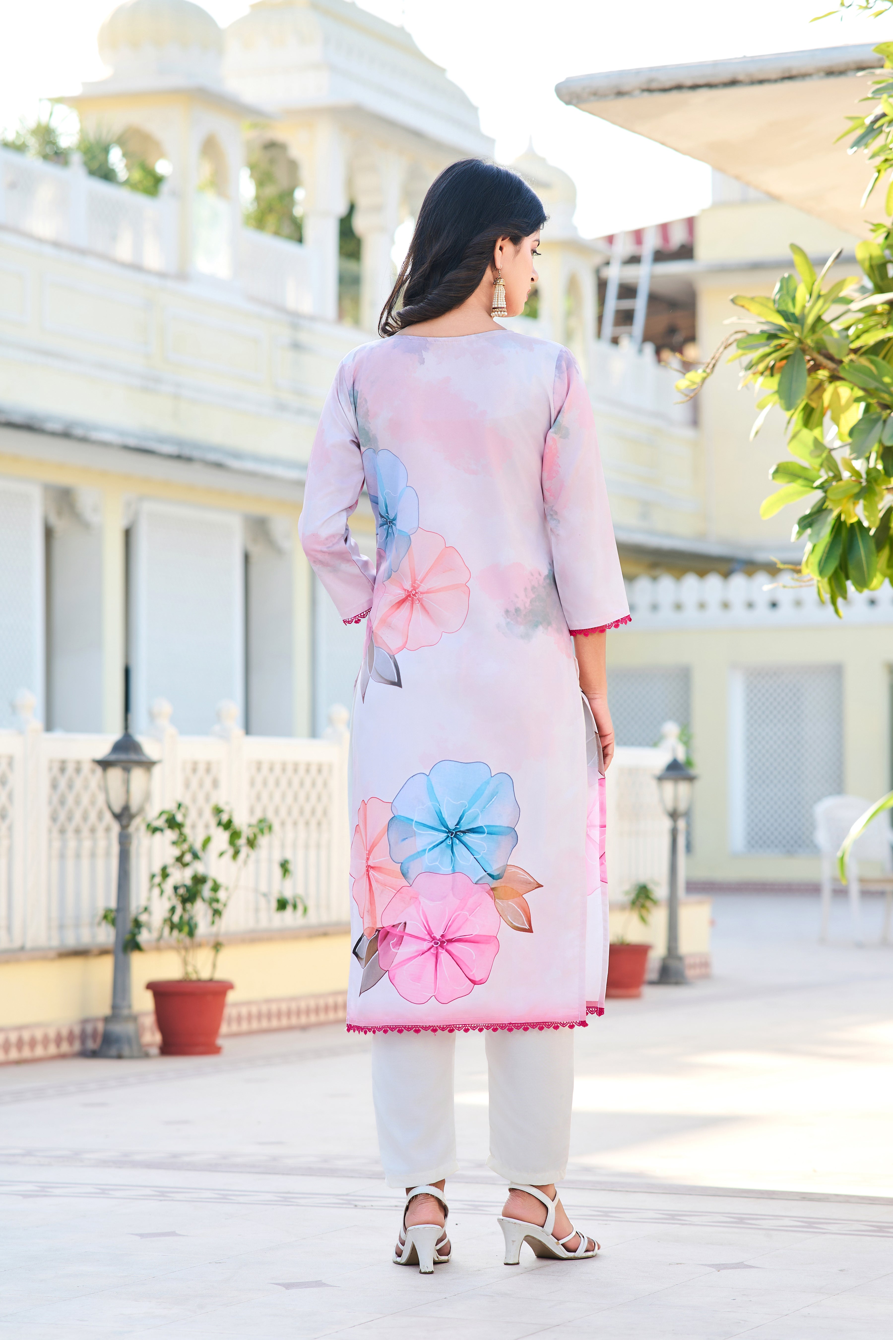 Women's Floral Printed Cotton Fabric Straight Kurta, Pant Set.