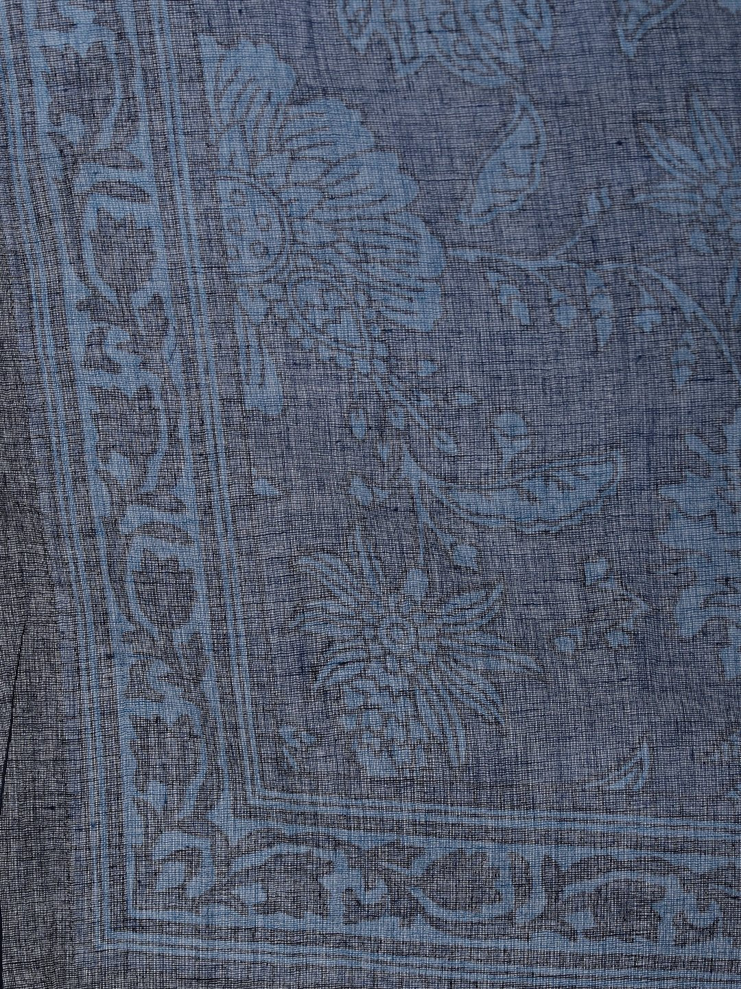 Women Indigo Floral Printed Straight Kurta With Palazzo & Dupatta