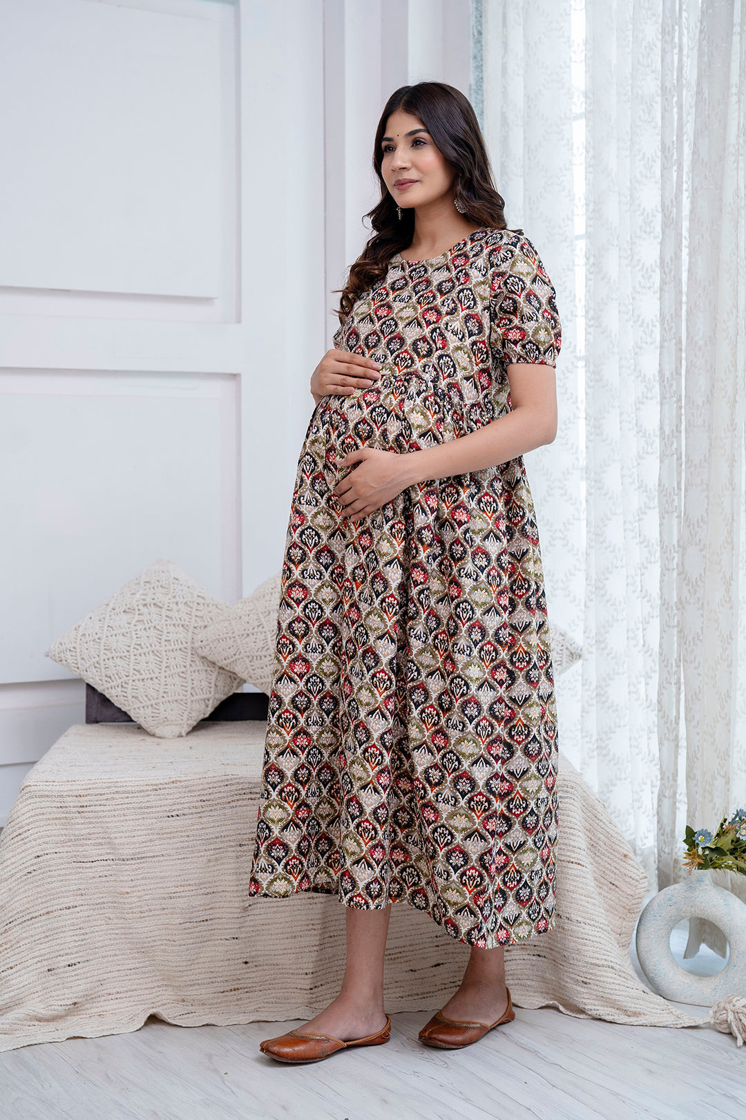 Fab Multi Printed Maternity Dress For Women