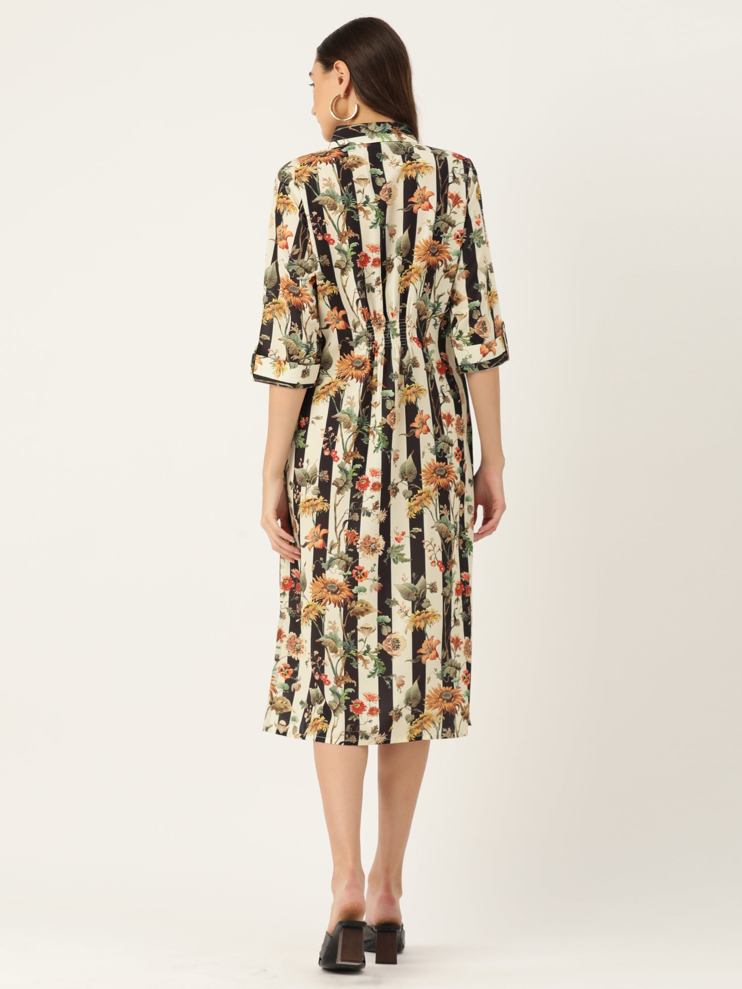 Women Multi Floral Poly Silk Straight Dresses