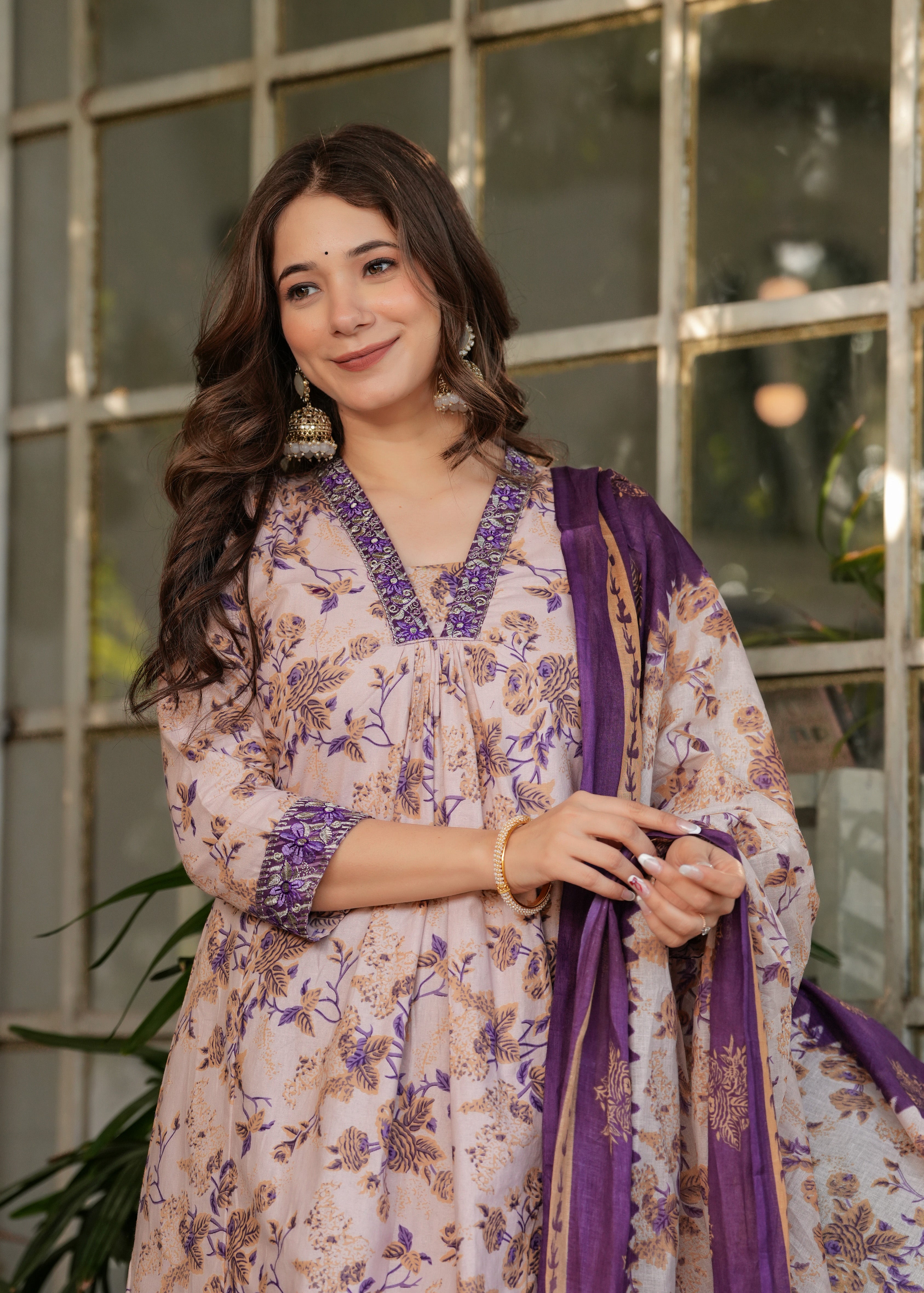 Women's Printed Pure Cotton Fabric Straight Kurta, Pant and Dupatta Set