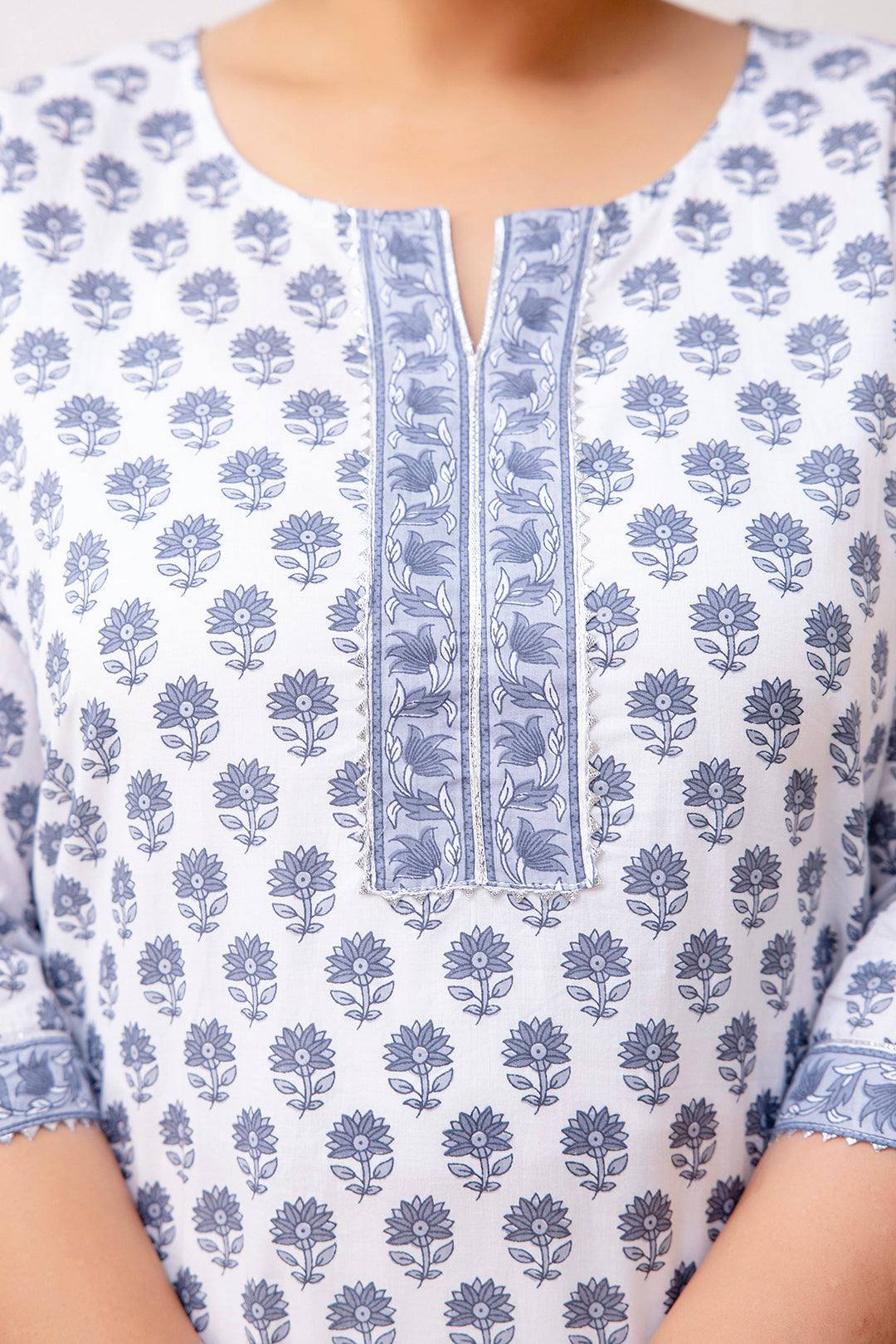 Plus Size White Printed Straight Kurta For Women