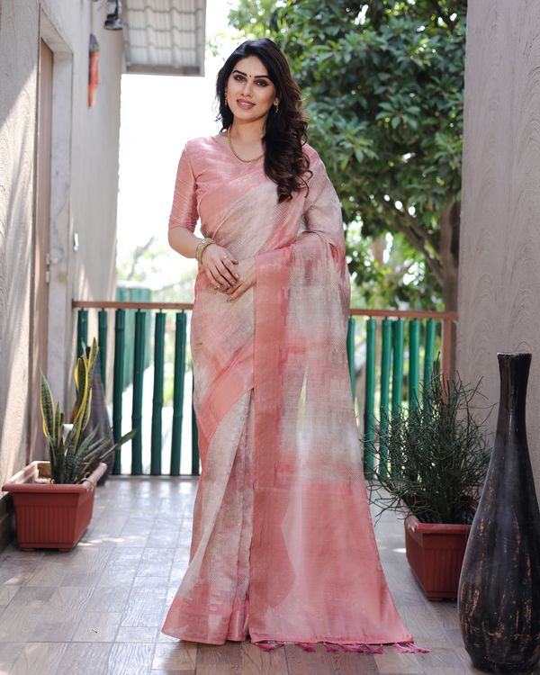Rust Wevon Designer & Digital Printed Soft Silk Saree